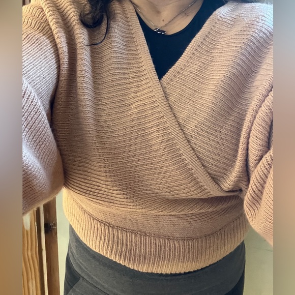 Peach Knit Sweater Cut Out Open Back Kimono Wrap Cropped Top Pretty Little Thing - Picture 7 of 10